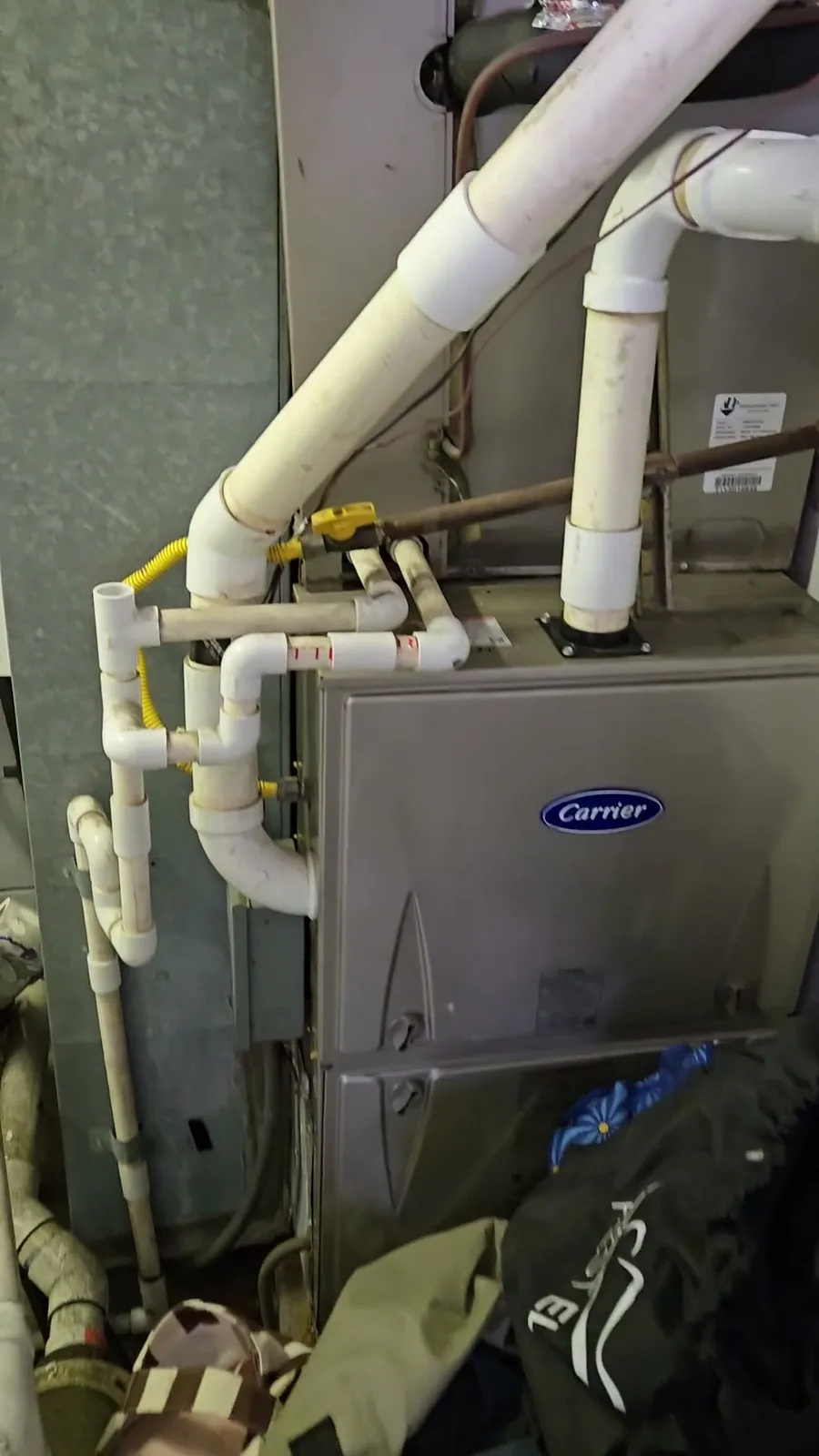 New Carrier gas furnace in the mechanical closet of the Santa Monica home