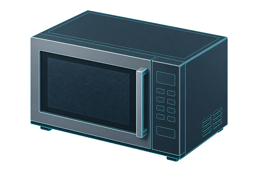 Ilustración isométrica de un horno microondas de encimera