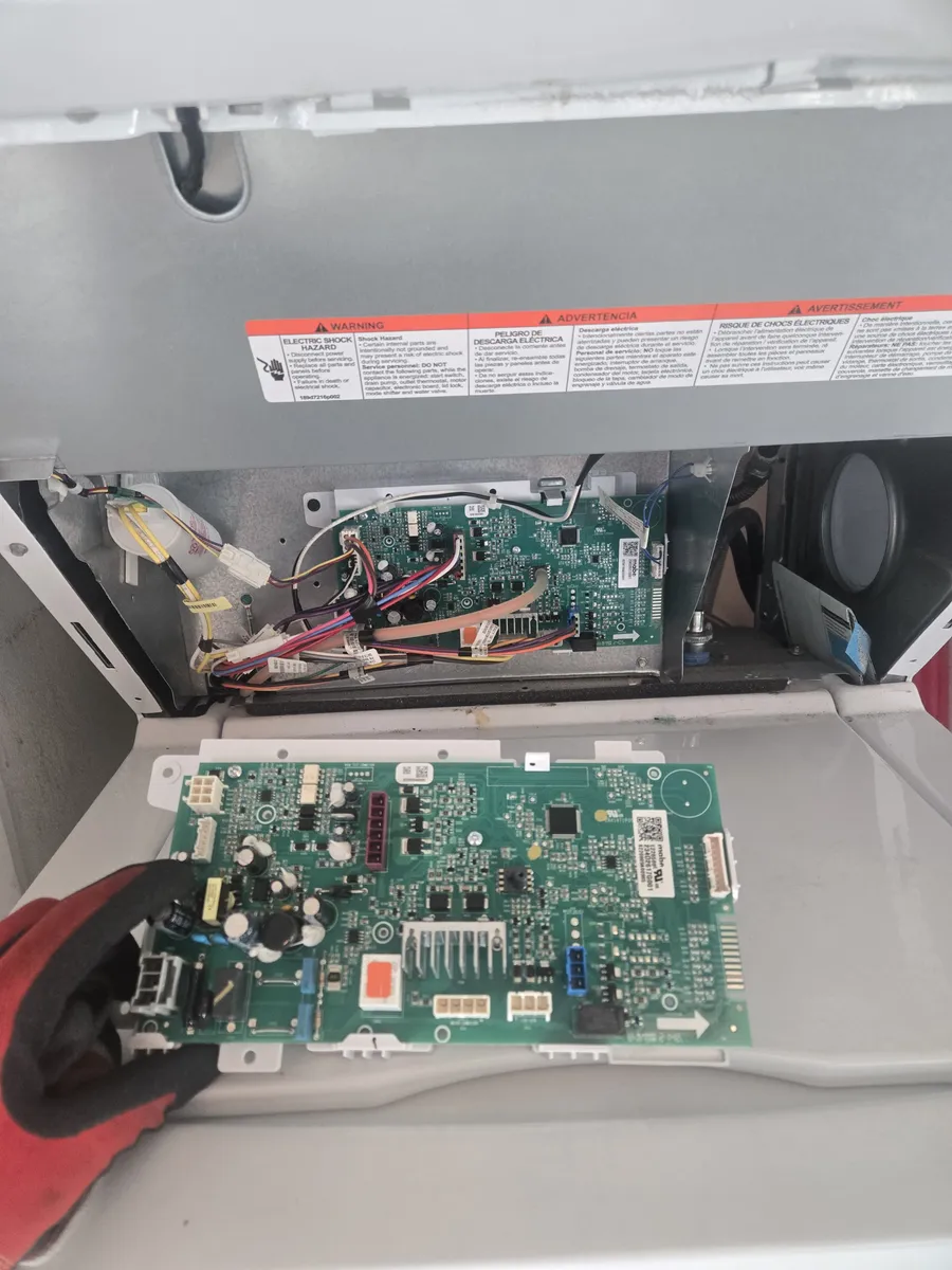 GE stackable washer and dryer control board replacement by Epic Star in Fairfax, Los Angeles